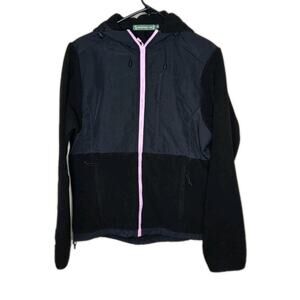 Mountain Fog Womens Two Tone Black Fleece Pink Zip Jacket Size Medium